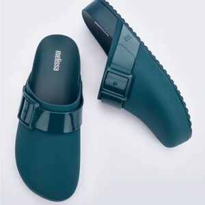 Melissa Teal Cozy Clog Slide Sandals